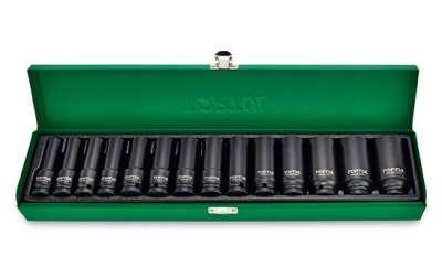 Набор ударных головок удлиненных 1/2" от 10 до 32 мм, 14 пр. в мет.ящике TOPTUL GDAD1401