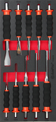 T29639 Набор выколоток и зубил с защитными рукоятками 10пр., в мягком ложементе