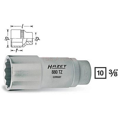 Головка торцевая длинная 12-гранная 3/8" 16 мм HAZET 880TZ-16