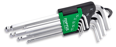 Набор шестигранников Г-образных дюймовых 1/16&quot;-3/8&quot;, 9 предметов TOPTUL